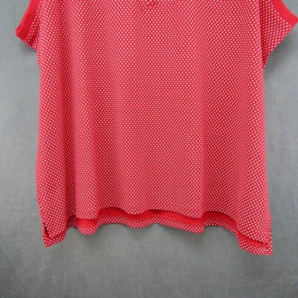 Tommy Hilfiger Red White Polka Dot Sleeveless Polo Shirt Top 1/4 Zip Size L - Picture 3 of 9